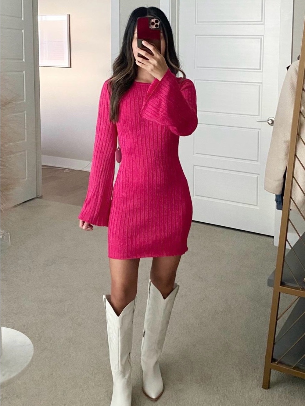 Revolve More to Come -  Hot Pink Ribbed Mini Dress - Sold out !